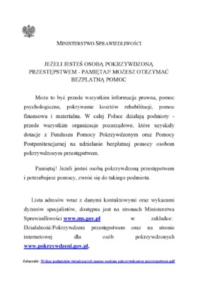 POMOC OSOBOM POKRZYWDZONYCH PRZESTĘPSTWEM
